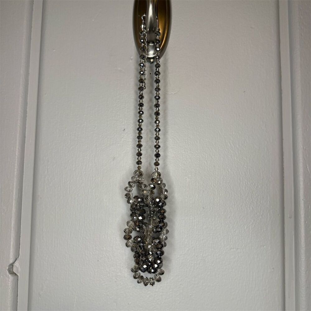 Vintage Beaded Necklace Gunmetal
